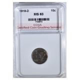 1918-D MERCURY DIME CCGS CH BU