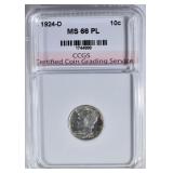 1924-D MERCURY DIME CCGS SUPERB GEM PL 1924-D MERCURY DIME CCGS SUPERB GEM PL