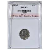 1925-S MERCURY DIME CCGS CH BU 1925-S MERCURY DIME CCGS CH BU