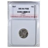1927 MERCURY DIME CCGS CH BU FSB 1927 MERCURY DIME CCGS CH BU FSB