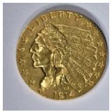 1914 $2 1/2 GOLD INDIAN HEAD  GEM BU