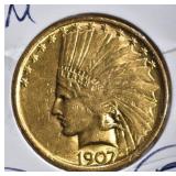 1907 $10 GOLD INDIAN HEAD BU 1907 $10 GOLD INDIAN HEAD BU