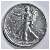 1917 WALKING LIBERTY HALF DOLLAR  CH BU