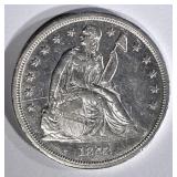 1842 SEATED DOLLAR AU SCRATCHED OBV.