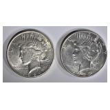 1923-S, & 24-S PEACE DOLLARS AU SCRATCHES 1923-S, & 24-S PEACE DOLLARS AU SCRATCHES