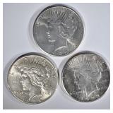 3 PEACE DOLLARS