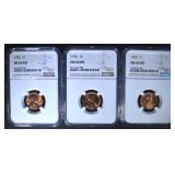 1955, 56, 58 LINCOLN CENTS NGC MS-66 RD 1955, 56, 58 LINCOLN CENTS NGC MS-66 RD