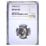 1950-D JEFFERSON NICKEL NGC MS66 5FS 1950-D JEFFERSON NICKEL NGC MS66 5FS