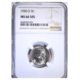 1950-D JEFFERSON NICKEL NGC MS66 5FS