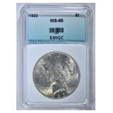 1923 PEACE DOLLAR EMGC GEM BU