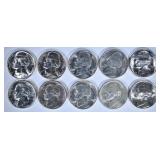 10-GEM BU 1944-D SILVER JEFFERSON 'WAR' NICKELS 10-GEM BU 1944-D SILVER JEFFERSON 'WAR' NICKELS