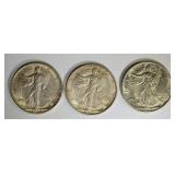 3-CH BU 1944-S WALKING LIBERTY HALF DOLLARS