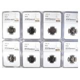 8 JEFFERSON NICKELS NGC PF-67