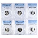 6 JEFFERSON NICKELS 1978-83 PCGS PR-69DCAM