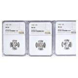 1943, 1944, 1945 MERCURY DIMES NGC 1943, 1944, 1945 MERCURY DIMES NGC
