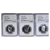 3 CAMEO PROOF KENNEDY HALVES NGC PF-68 CAMEO