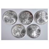 5-BU 2000 AMERICAN SILVER EAGLES 5-BU 2000 AMERICAN SILVER EAGLES