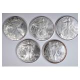 5-BU AMERICAN SILVER EAGLES: