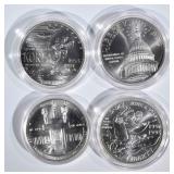 4 - BU COMMEM SILVER DOLLARS