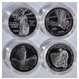 4 - PROOF COMMEM SILVER DOLLARS 4 - PROOF COMMEM SILVER DOLLARS