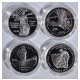 4 - PROOF COMMEM SILVER DOLLARS