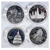 4 - PROOF COMMEM SILVER DOLLARS 4 - PROOF COMMEM SILVER DOLLARS