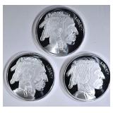3-INDIAN/BUFFALO ONE oz .999 SILVER ROUNDS 3-INDIAN/BUFFALO ONE oz .999 SILVER ROUNDS