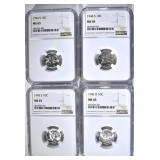 1942-D, 2-44-S & 45-S MERCURY DIMES, NGC MS-65 1942-D, 2-44-S & 45-S MERCURY DIMES, NGC MS-65