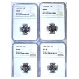 2 - 1965 SMS, 2 - 1966 SMS DIMES NGC 2 - 1965 SMS, 2 - 1966 SMS DIMES NGC