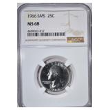 1966 SMS WASHINGTON QTR NGC MS68