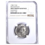 1980-P MINT ERROR WASHINGTON QUARTER NGC AU DETAIL