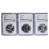 3-1964 KENNEDY HALF DOLLARS, NGC PF-67 3-1964 KENNEDY HALF DOLLARS, NGC PF-67