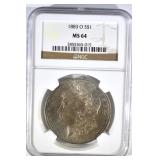 1883-O MORGAN DOLLAR, NGC MS-64 1883-O MORGAN DOLLAR, NGC MS-64