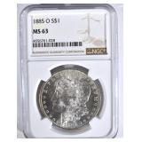 1885-O MORGAN DOLLAR, NGC MS-63 1885-O MORGAN DOLLAR, NGC MS-63