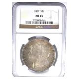 1887 MORGAN DOLLAR, NGC MS-64 1887 MORGAN DOLLAR, NGC MS-64