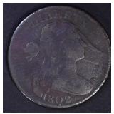 1802 DRAPED BUST LARGE CENT, FINE S-239