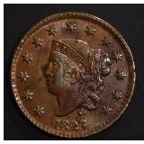 1827 LARGE CENT, CH BU 1827 LARGE CENT, CH BU