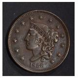 1836 LARGE CENT, XF/AU