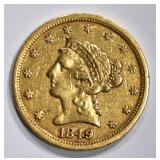 1849 $2 1/2 GOLD LIBERTY AU/UNC 1849 $2 1/2 GOLD LIBERTY AU/UNC
