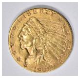 1909 $2 1/2 GOLD INDIAN HEAD  CH BU