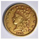 1834 $5 GOLD LIBERTY PLAIN 4  XF