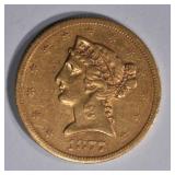 1877-S $5 GOLD LIBERTY  AU