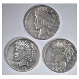 1922-D AU, 23-S F & 26-S AU PEACE DOLLARS 1922-D AU, 23-S F & 26-S AU PEACE DOLLARS