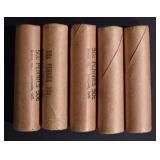 5-SHOTGUN WRAPPED BU ROLLS 1954-C LINCOLN CENTS 5-SHOTGUN WRAPPED BU ROLLS 1954-C LINCOLN CENTS
