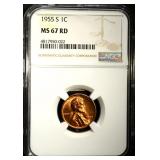 1955-S LINCOLN CENT NGC MS67RD 1955-S LINCOLN CENT NGC MS67RD