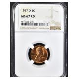 1957-D LINCOLN CENT, NGC MS-67 RED 1957-D LINCOLN CENT, NGC MS-67 RED