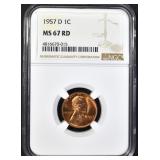 1957-D LINCOLN CENT, NGC MS-67 RED