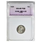 1929 MERCURY DIME, NGP SUPERB GEM BU FSB