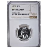 1957 WASHINGTON QUARTER, NGC PF-68 CAMEO 1957 WASHINGTON QUARTER, NGC PF-68 CAMEO