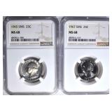 1965 & 1967 SMS WASHINGTON QTRS NGC